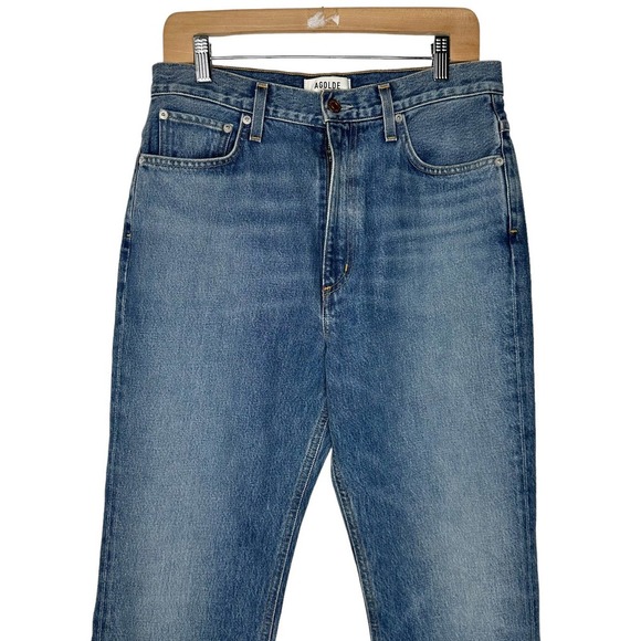 Agolde High Waist Straight Leg Blue Denim Jeans size 29 Medium Wash - Picture 3 of 11
